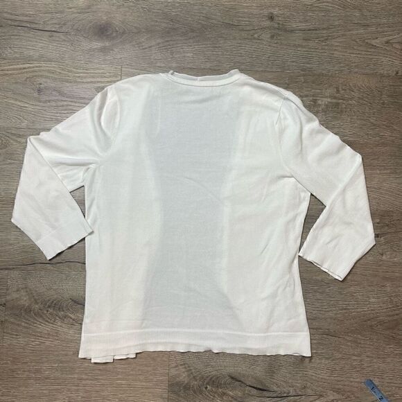 Anne Klein White Cardigan Flowers Career Womens Size Medium 3/4 Sleeve - Picture 8 of 8